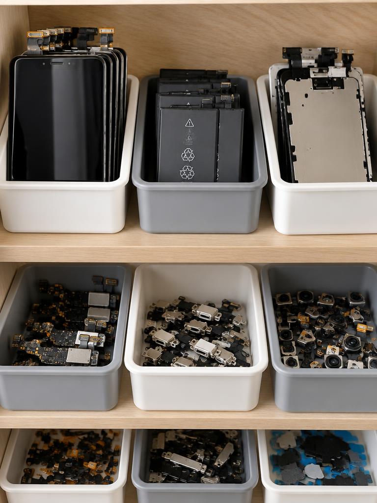 Storage bins of phone spare parts