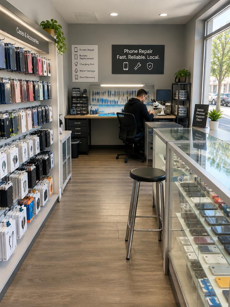 Inside the MoFlash repair and accessory shop